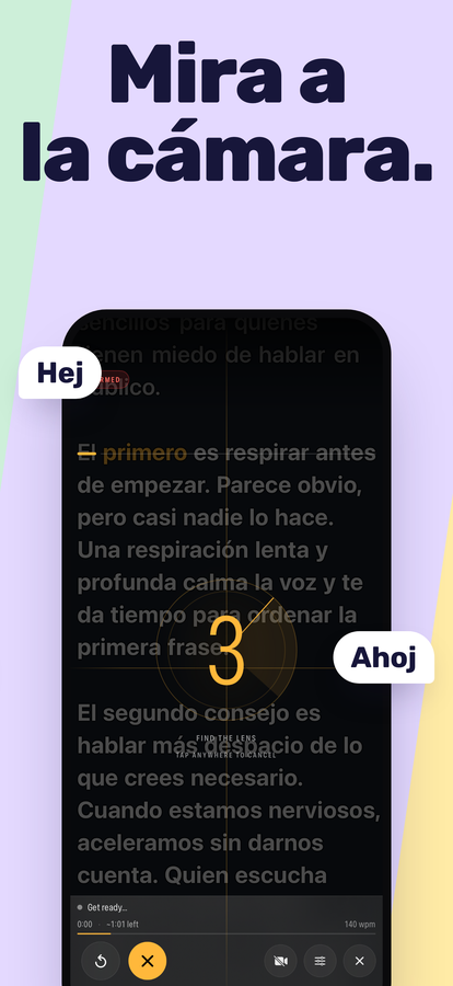 La cuenta regresiva antes de empezar, con la línea de lectura cerca del lente.